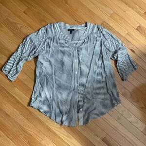 Alyx Striped Button-Front Women's Top - Green Gray White